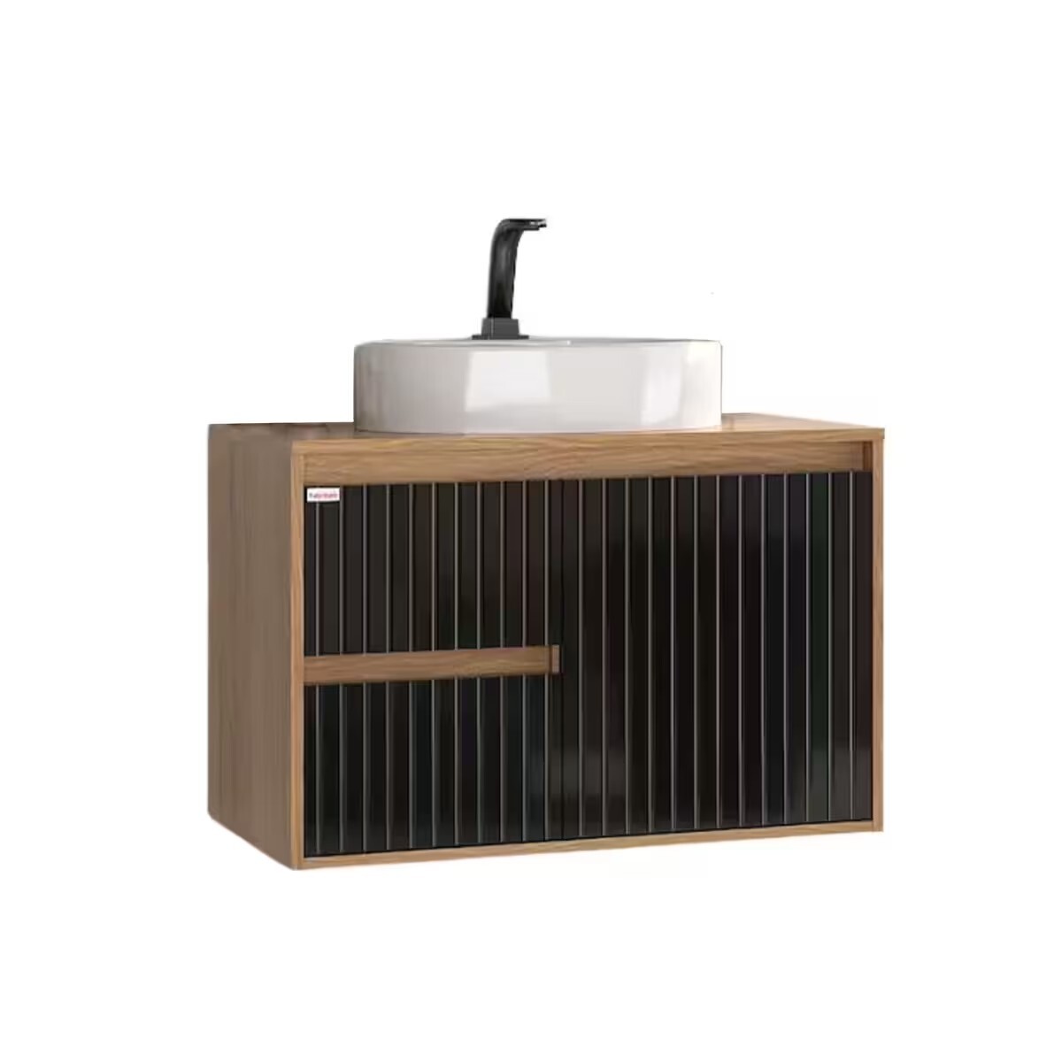 Mueble De Baño Suspendido Clarice 78 Cm Negro/catedral Con Bacha 