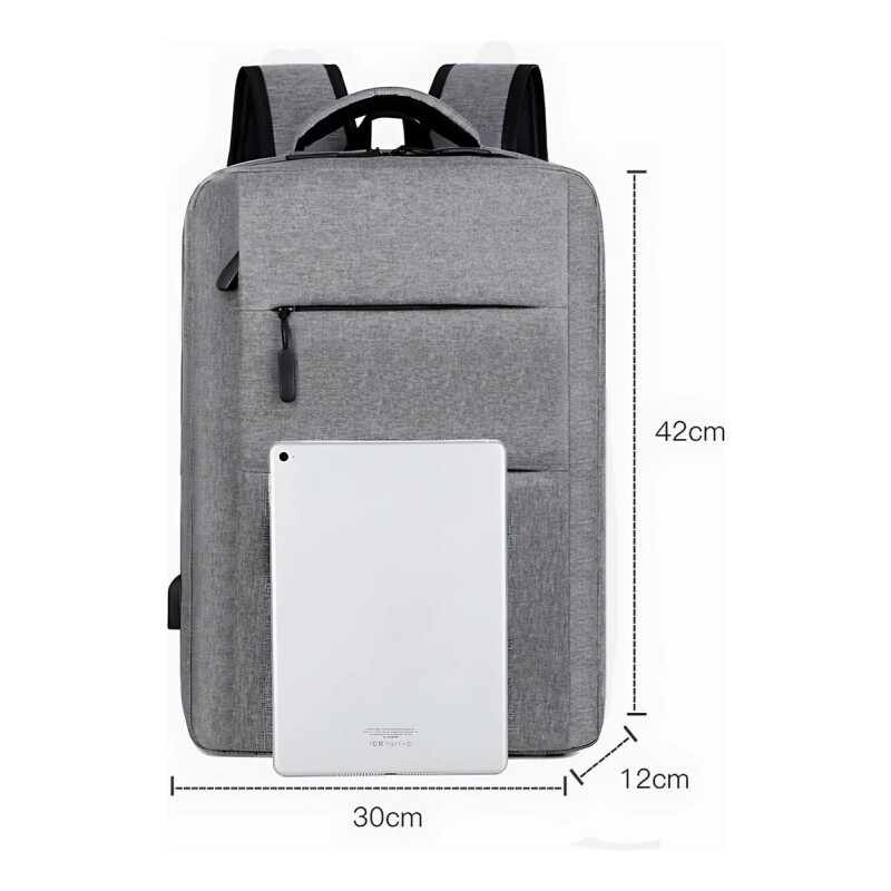 Mochila C/ Usb. Porta Laptop Cierres Gris