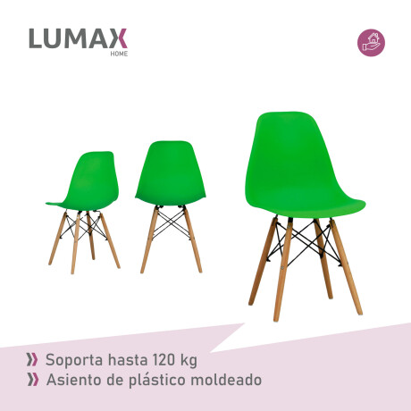 Juego de comedor Con Mesa Circular de 80cm + 2 Sillas Eames Verde