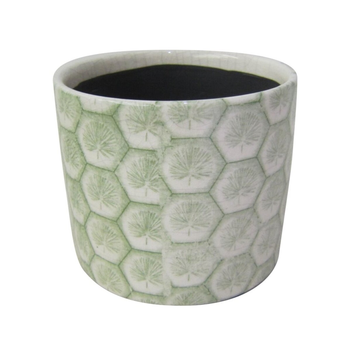 MACETA CERAMICA 12X12X10.5CM HEXAGONOS VERDE 