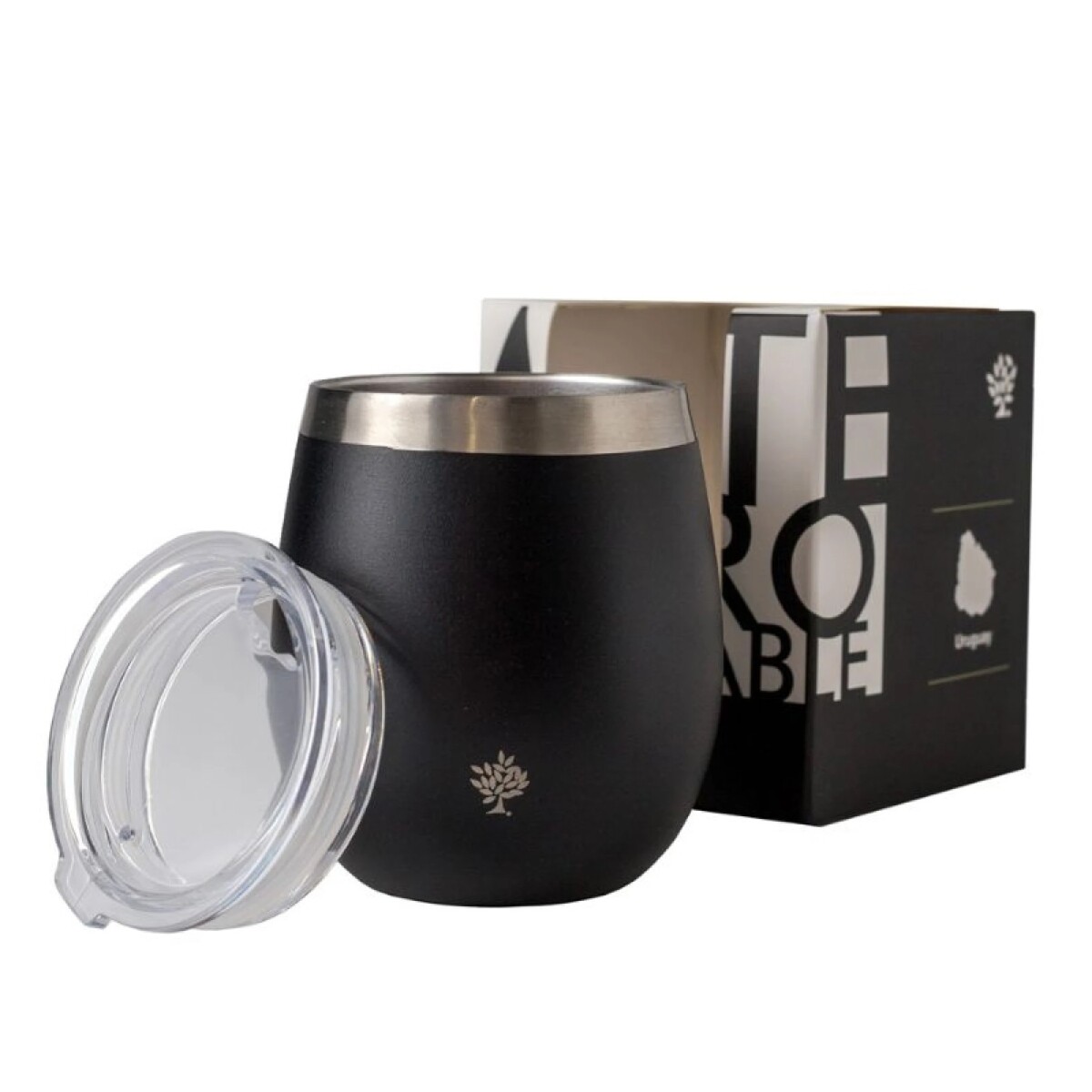 Mate Terrano Acero Inoxidable con Tapa - NEGRO-METALIZADO 