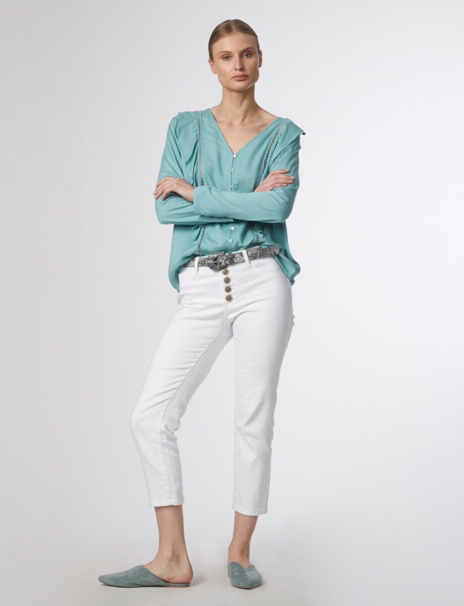 Blusa con volados - verde pastel 