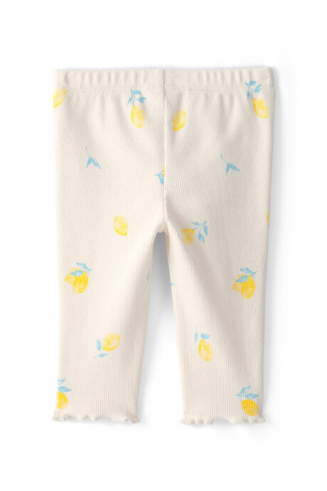 Pantalón de algodón acanalado, marfil, diseño limones Sin color