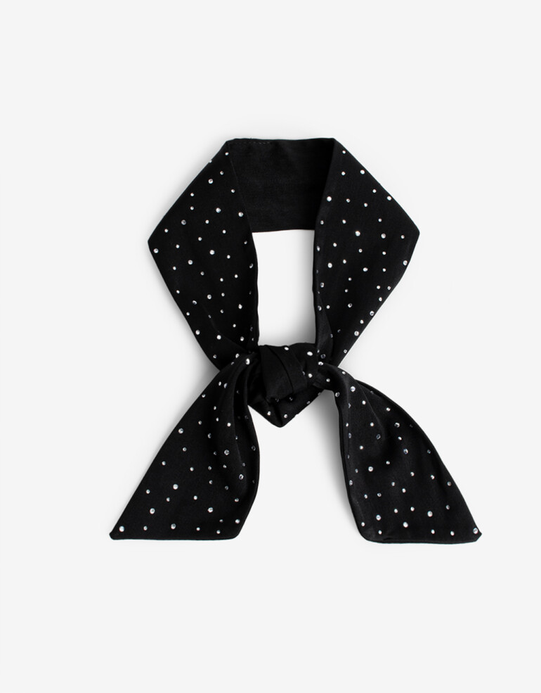 Skunzies Texturada Scrunchie Con Maxi Lazo - Negro
