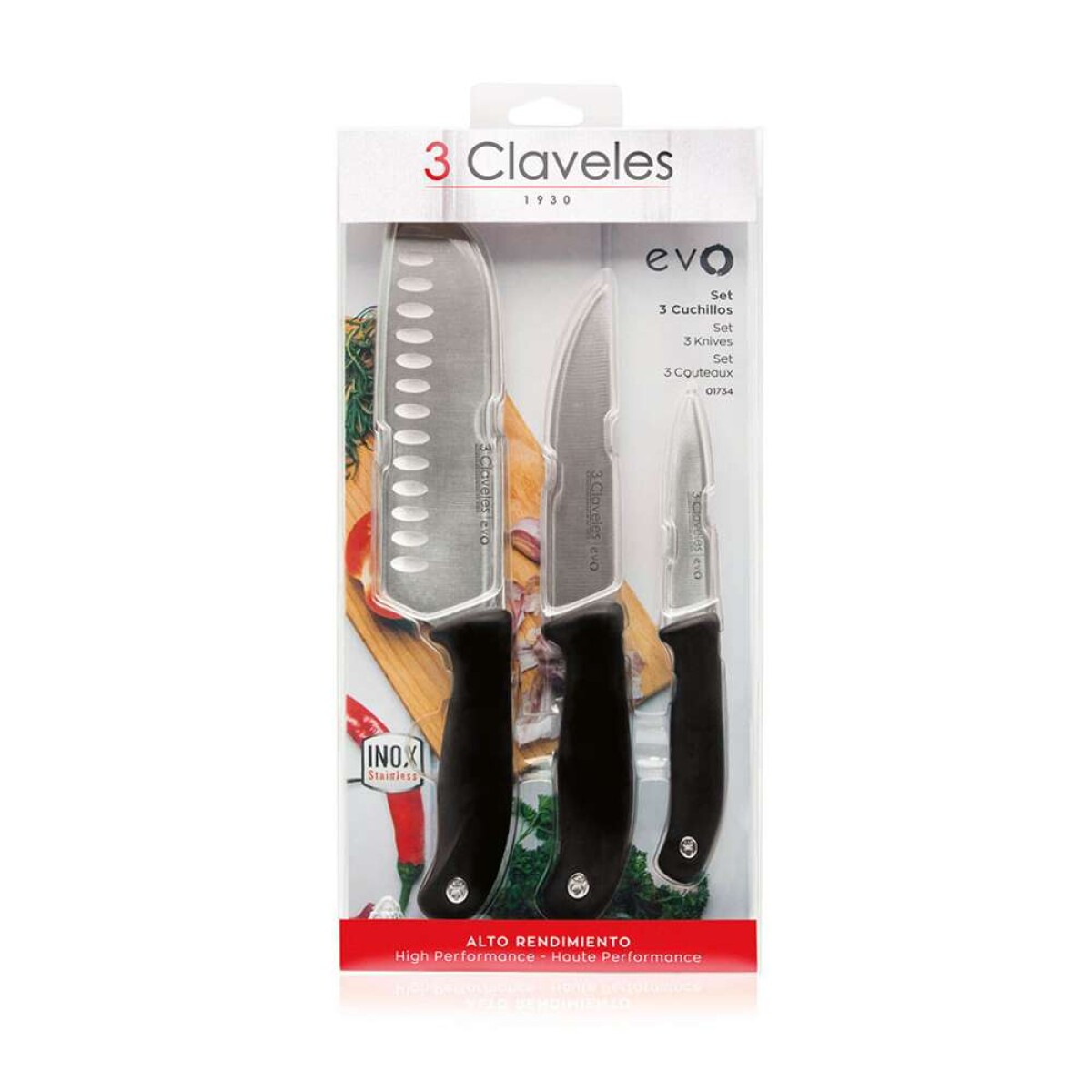 Set 3 Piezas Cocina Evo 3 Claveles - Verd/Chef/Santoku 