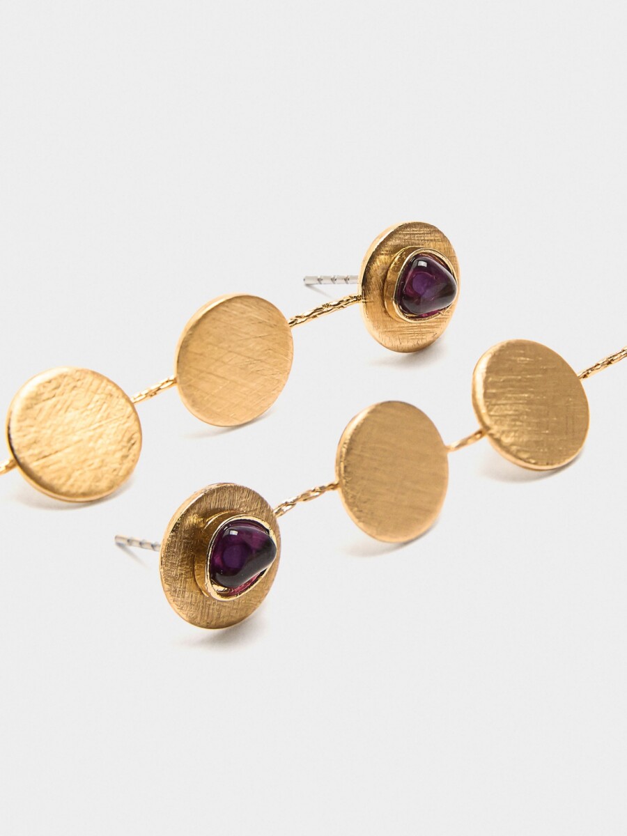 Pendientes Largos Con Piedras dorado
