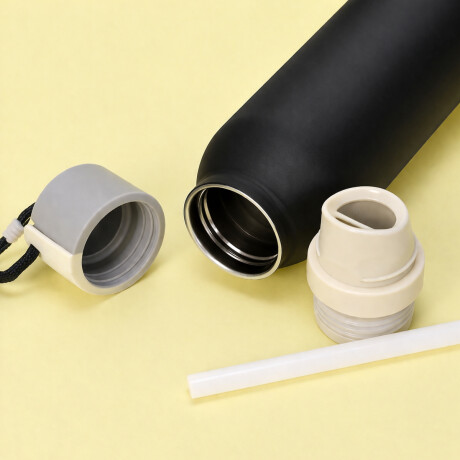 Botella térmica con elástico de agarre 700ml Negro