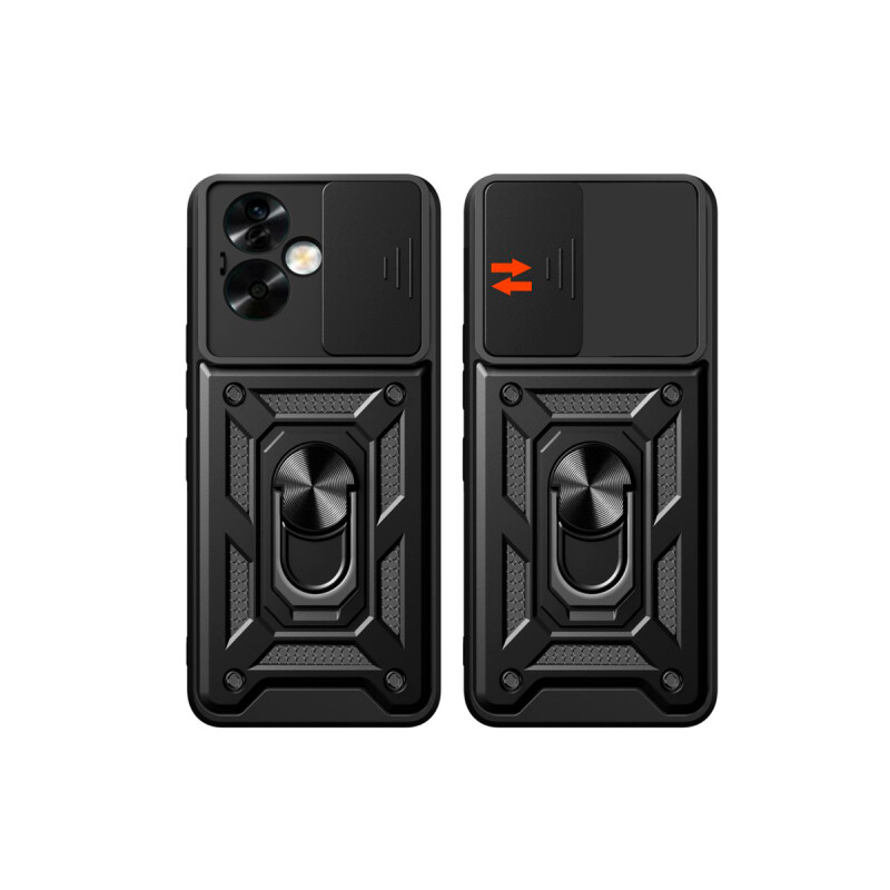Protector para Oppo A79 con cubre cámara y anillo negro Protector Para Oppo A79 Con Cubre Cámara Y Anillo Negro