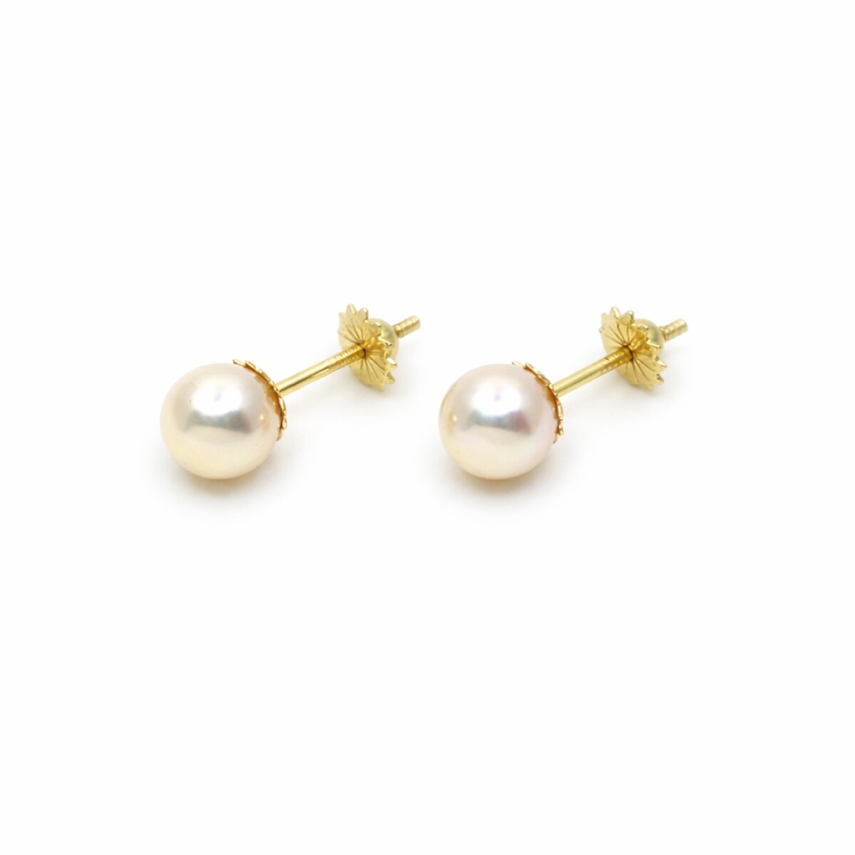 6,5 mm Caravanas Oro 18 K Con Perlas De Cultivo 