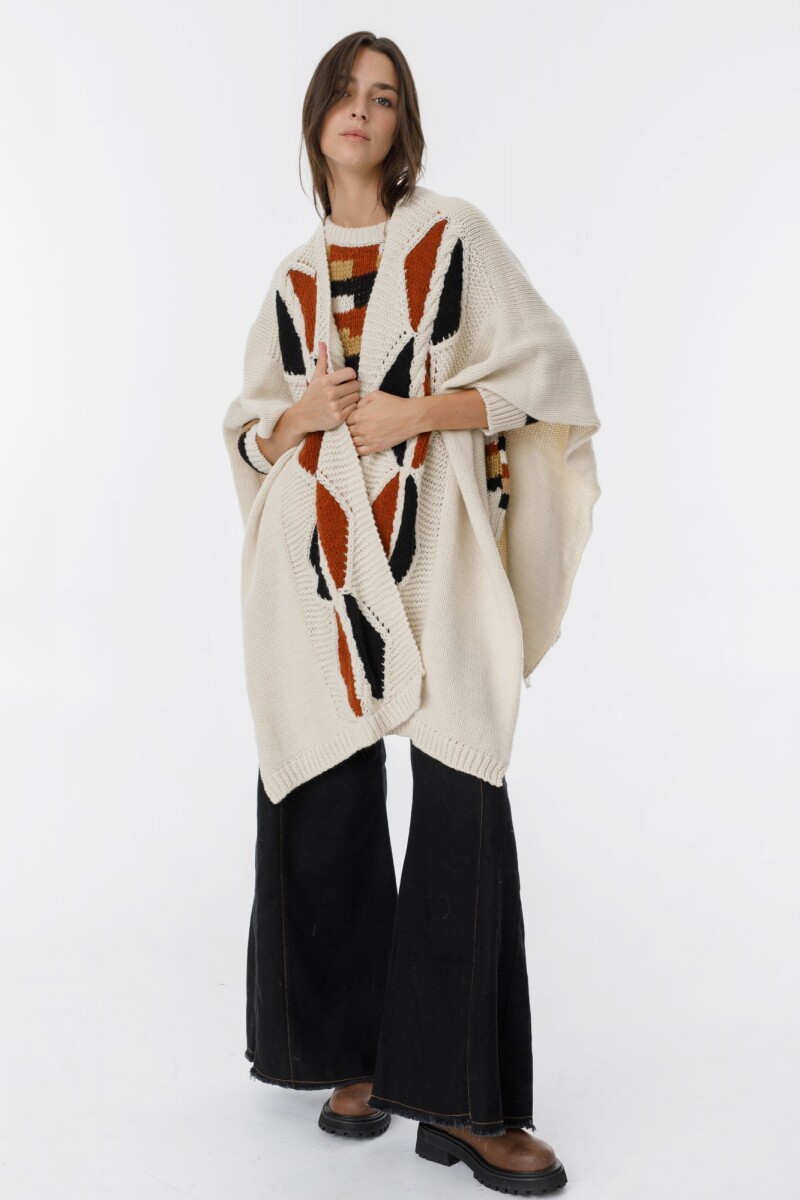 Ruana Cerezo Camel/Negro