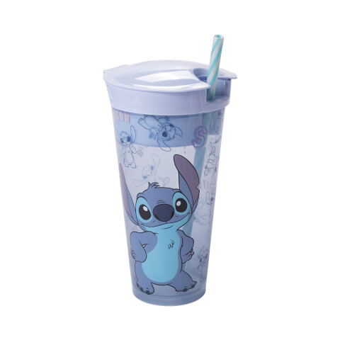 Vaso 2 en 1 Plástico Pote 220 ml + Vaso Stitch U
