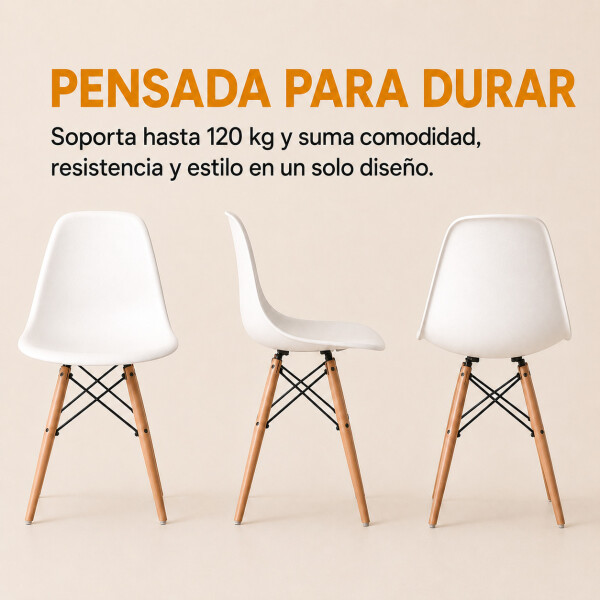Silla Comedor X6 Combohome Eames Reforzada Premium Nórdica Blanco 1