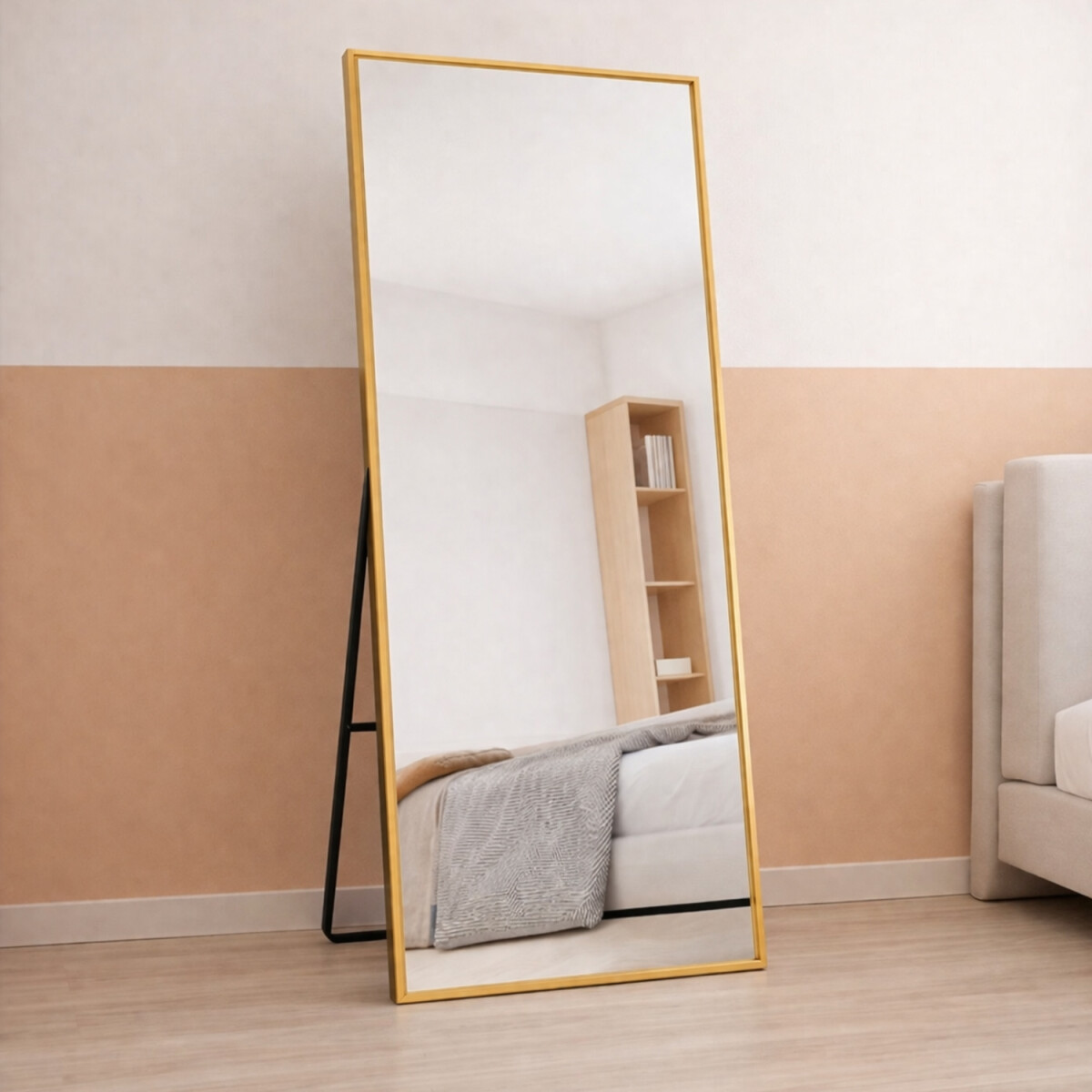 Espejo De Pie Rectángular Cuerpo Entero Fm06 50 X 150 Cm - NEGRO 