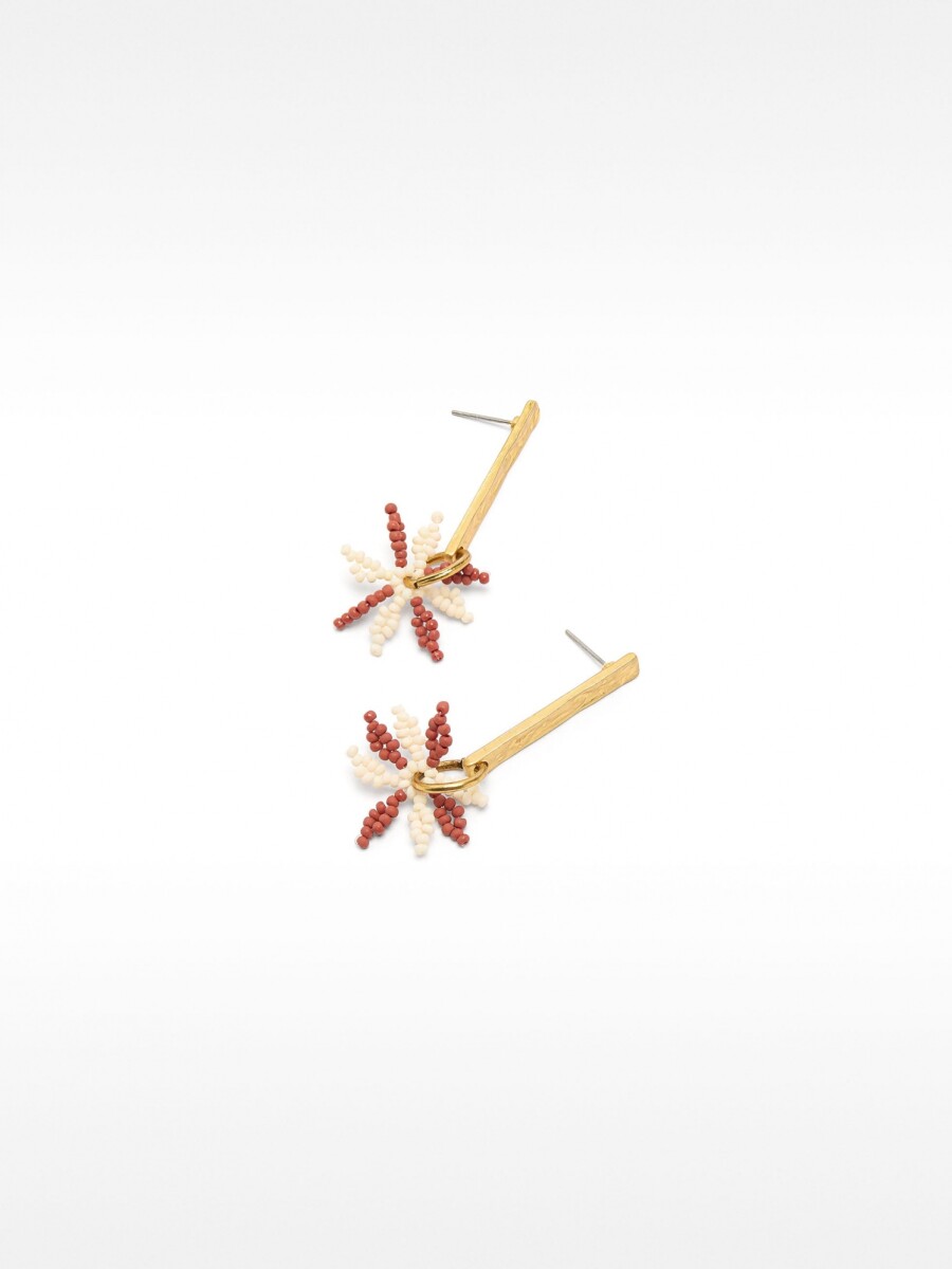 Pendientes De Barra Con Flor De Cuentas multicolor