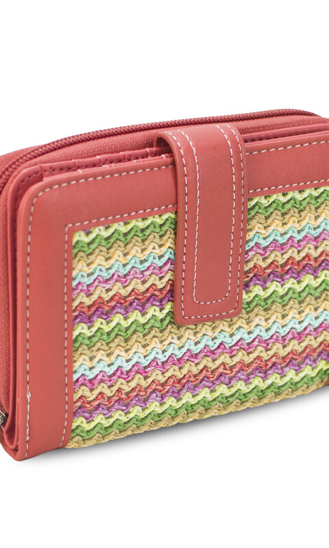 BILLETERA AGNES TEJIDO MULTICOLOR ARCILLA