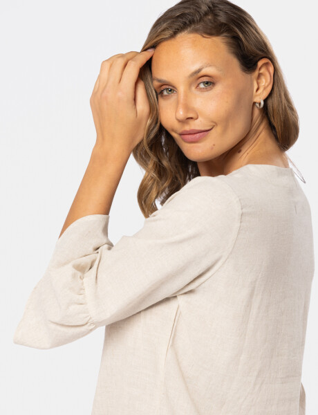 BLUSA DE LINO VOLADOS Beige