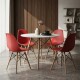 Juego de comedor Con Mesa Circular de 80cm + 4 Sillas Eames Rojo/Blanco
