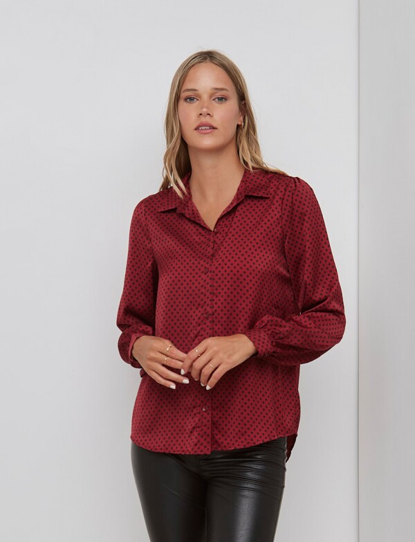 Camisa Saten Print BORDEAUX