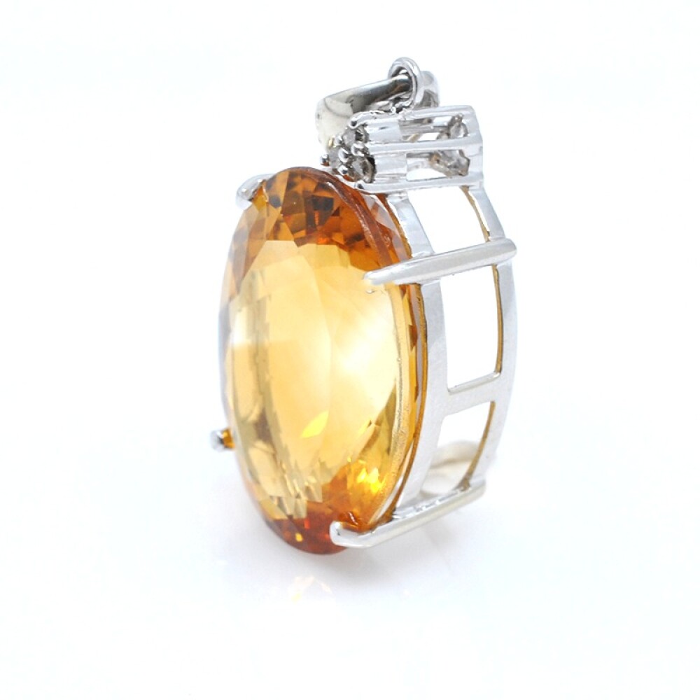 Colgante oro 14k blanco , citrino y brillantes Colgante oro 14k blanco , citrino y brillantes
