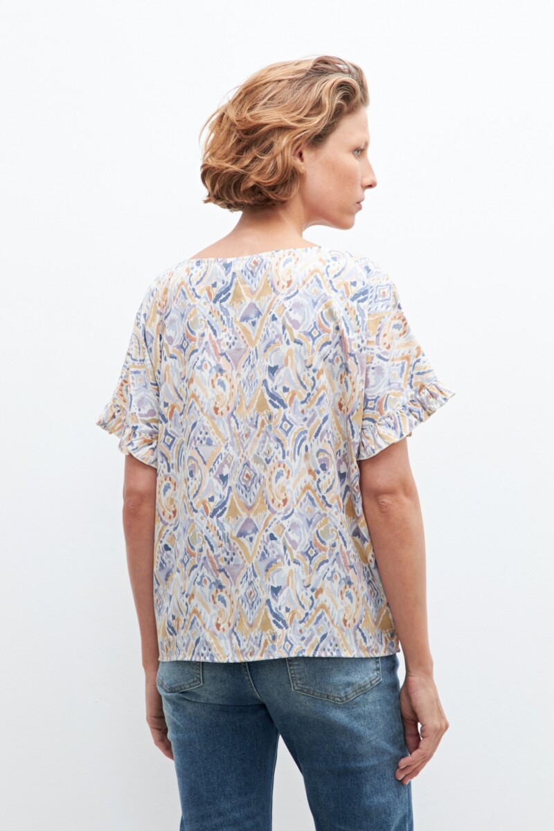 Blusa estampada con volados multicolor