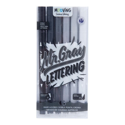 Marcadores doble punta Mr. Gray Lettering x6 Mooving Marcadores doble punta Mr. Gray Lettering x6 Mooving