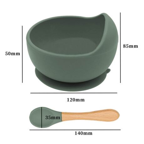 Set X10p Plato Comer Bebe Silicona+ Cubierto Vaso Verde