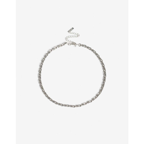 Collares Cortos Metal Plateado Rodio