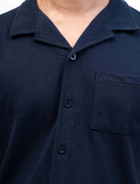 Camisa Algodón Pique Santorini Marino