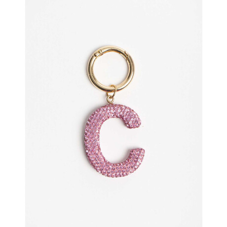 Llavero Y Bag Charm Strass Letra ''c'' Rosa Claro