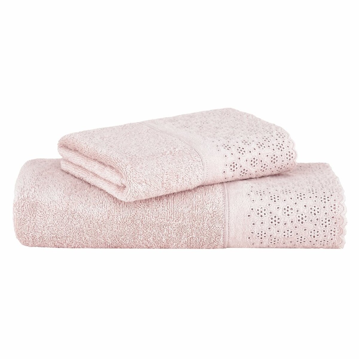 SET TOALLA BANO + TOALLA ROSTRO APLIQUE LOVELY BUDDEMEYER - 500 G/M2 - 3223 / ROSA - 48X90 
