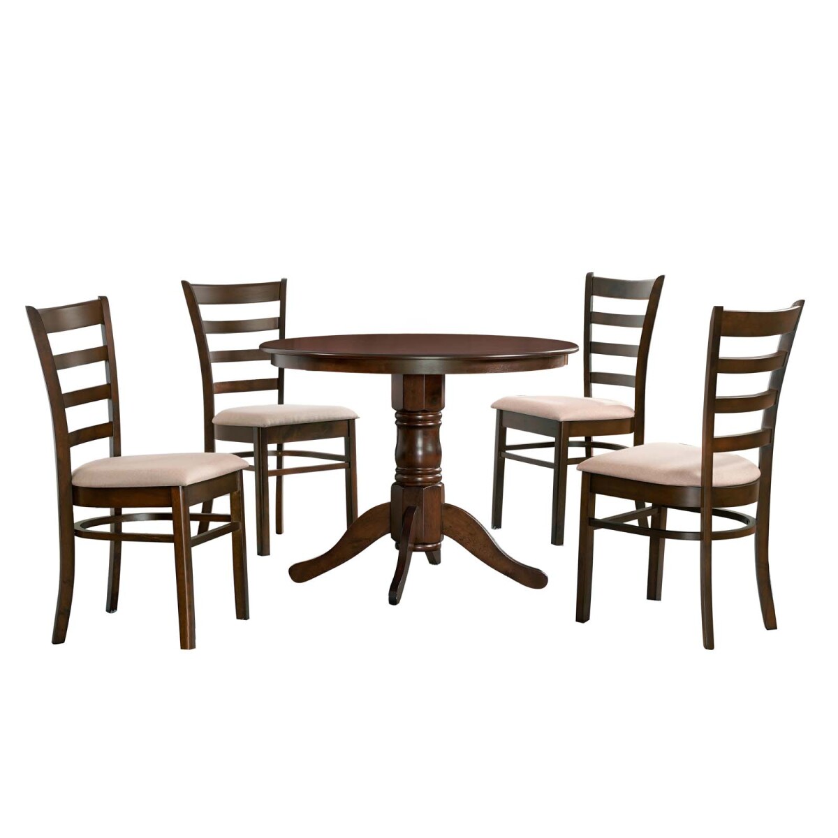 JUEGO DE COMEDOR 1+4 - MDF-Y-MADERA MARRON HV II 