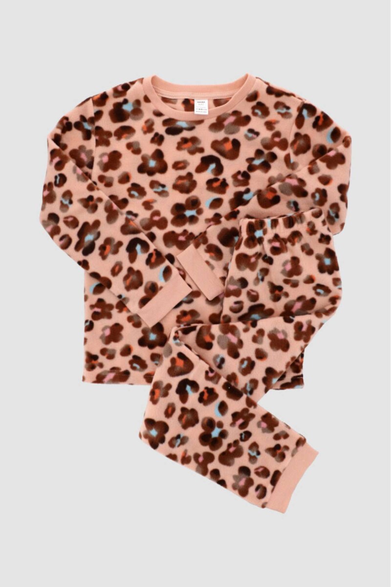 Pijama infantil polar animal print - Rosado 