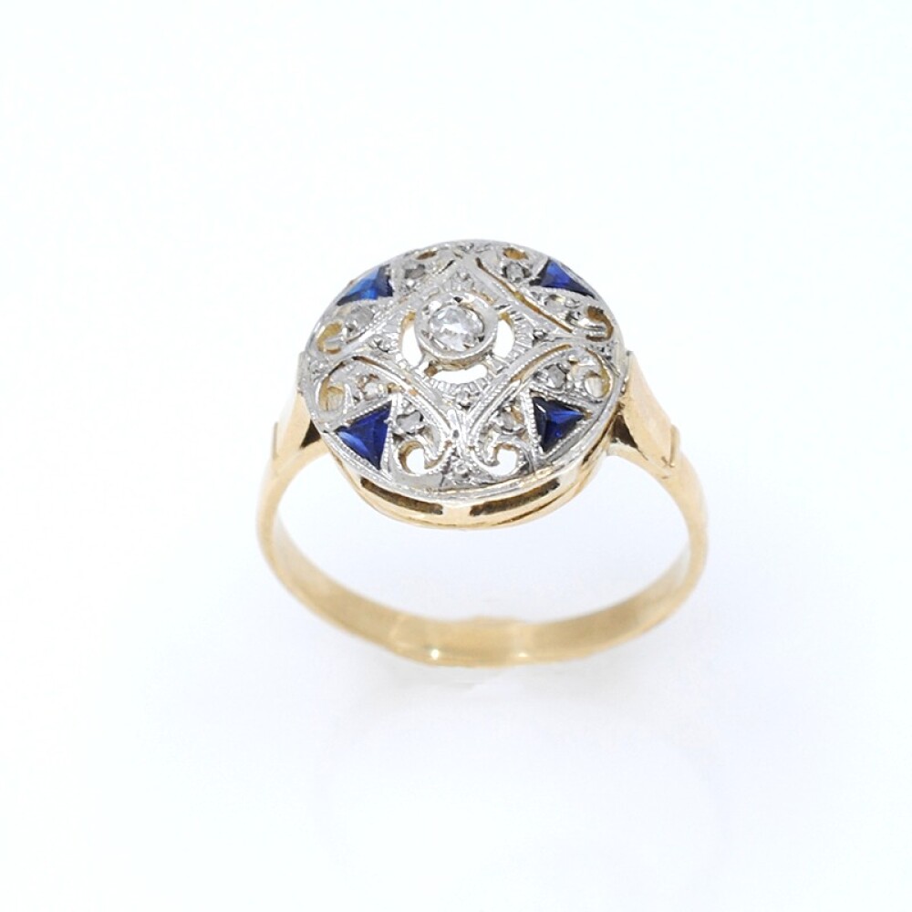 Anillo oro 18k brillantes, diamantes , zafiros sintéticos Anillo oro 18k brillantes, diamantes , zafiros sintéticos
