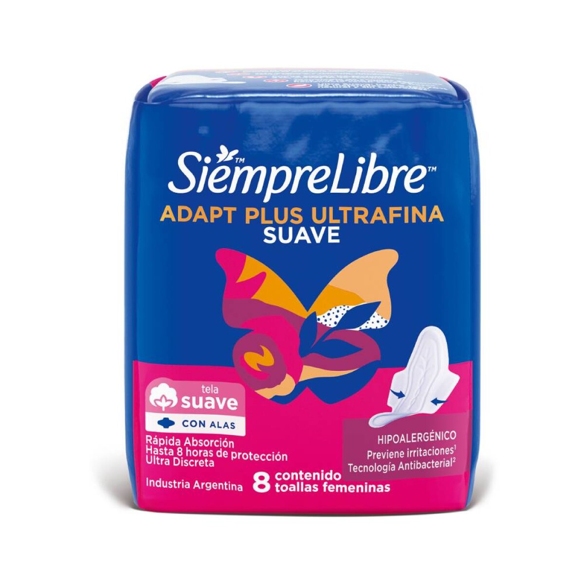 Siempre Libre Toallitas Adapt Plus Ultrafina Suave 8 Unidades | Higiene Femenina y Comodidad 