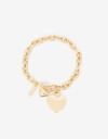 Pulseras Flexibles Metal Pulsera Con Corazones - Dorado
