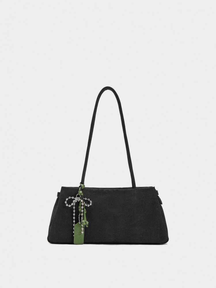Bolso De Hombro Efecto Piel Con Colgante negro