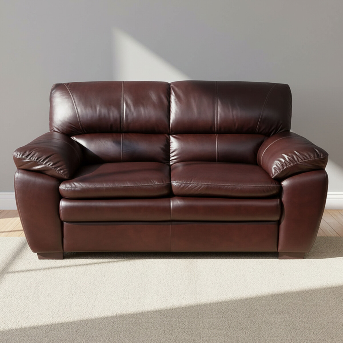 SOFÁ - 2 CUERPOS CUERO-100-NATURAL MARRON NEW FOCUS COGNAC 