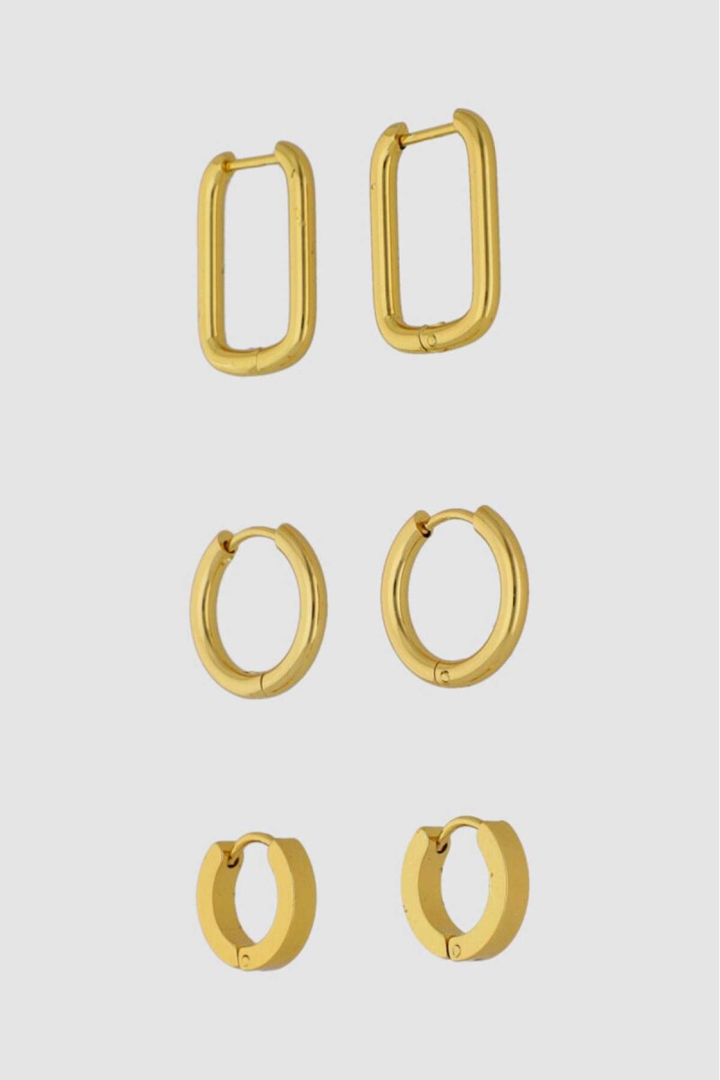 Pack de 3 aros geometricos - Oro fuerte 