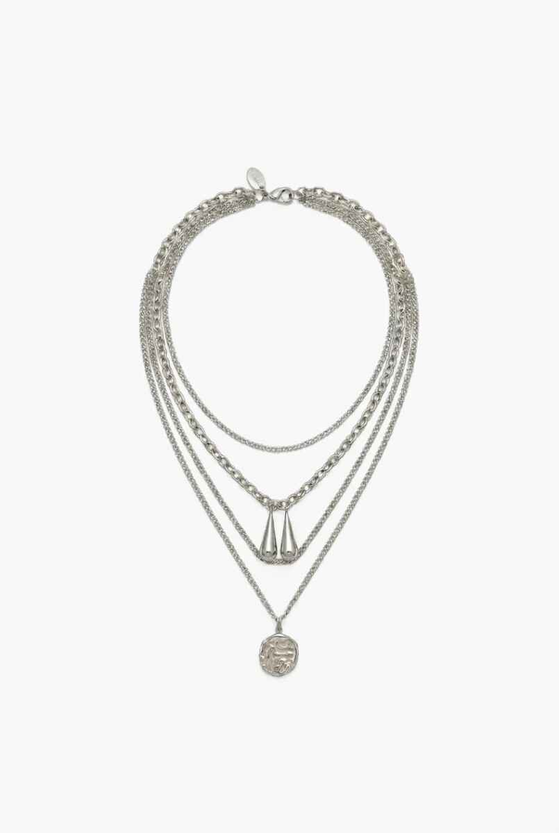 Collar de acero boho - plateado 