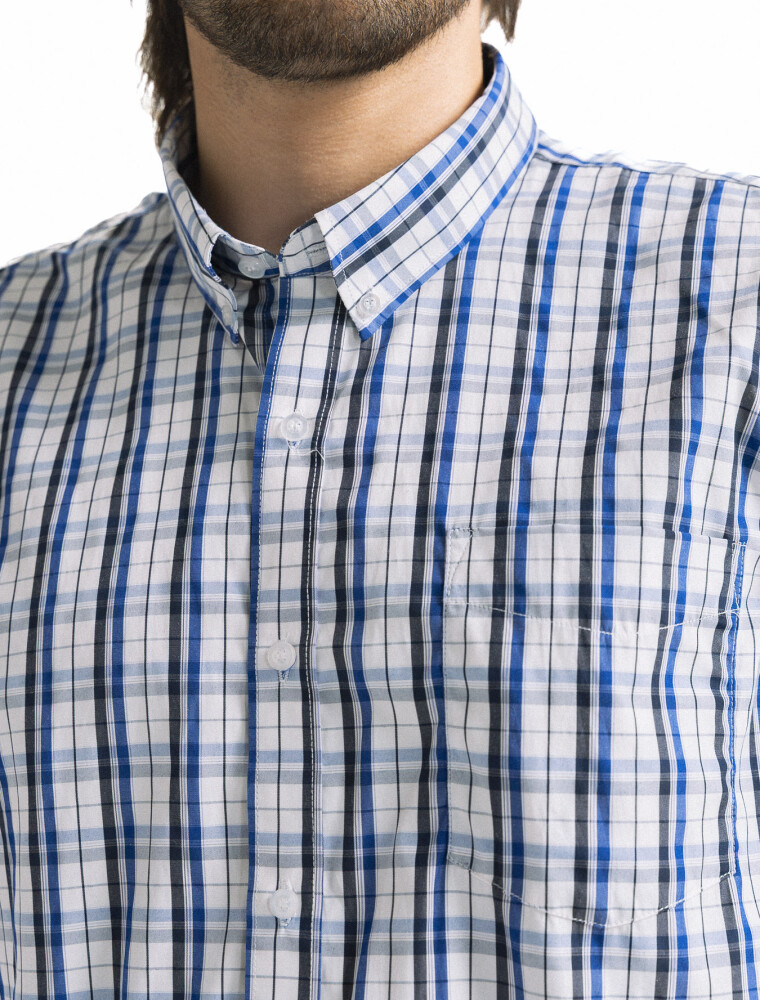 Camisa a Cuadros Manga Corta Azul/Fantasia 1