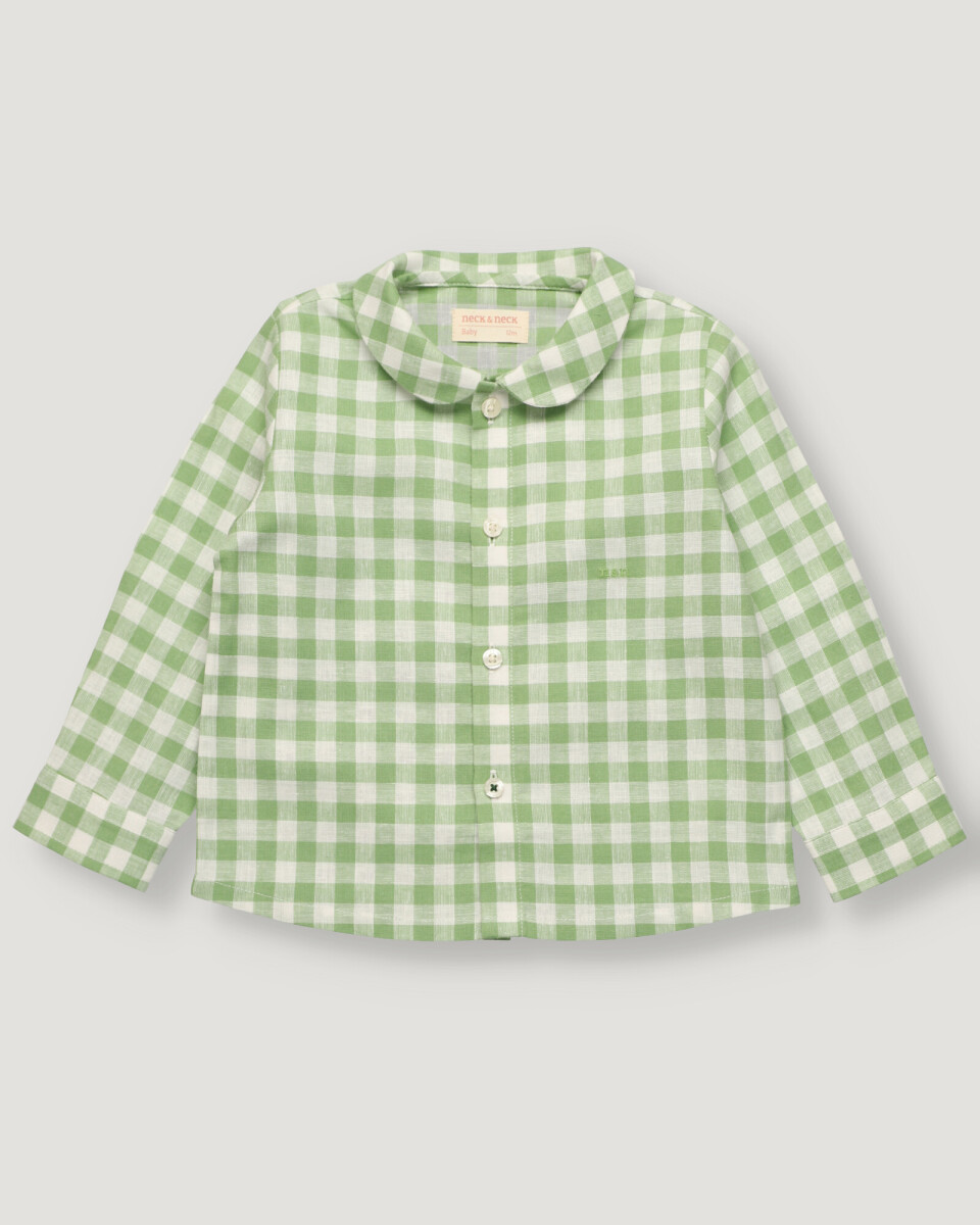 Camisa bebe de lino con estampado vichy 