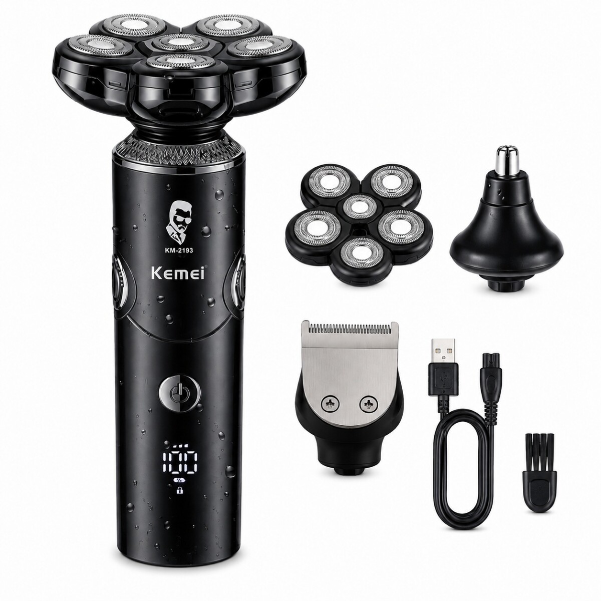 Afeitadora Corta Pelo Barba Multifunción 4en1 KEMEI KM-2193 - Negro 