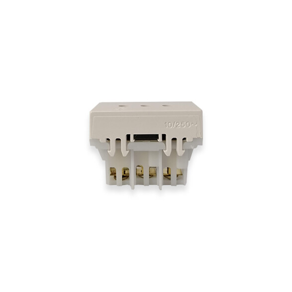 Set de 10 módulos tomacorriente 3 en línea blanche SK3452