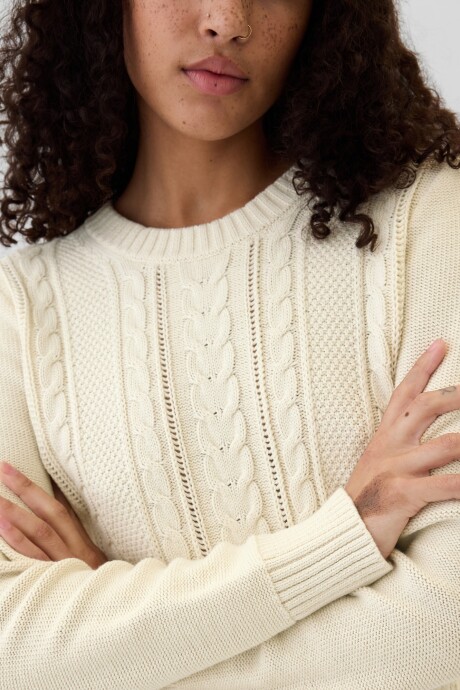 Buzo Cuello Redondo Cable Mujer Birch