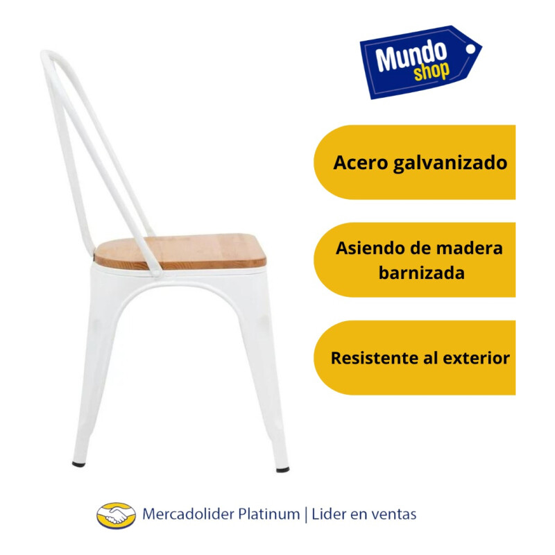 Silla Tolix Reforzada Madera Interior/exterior Metalica Gris