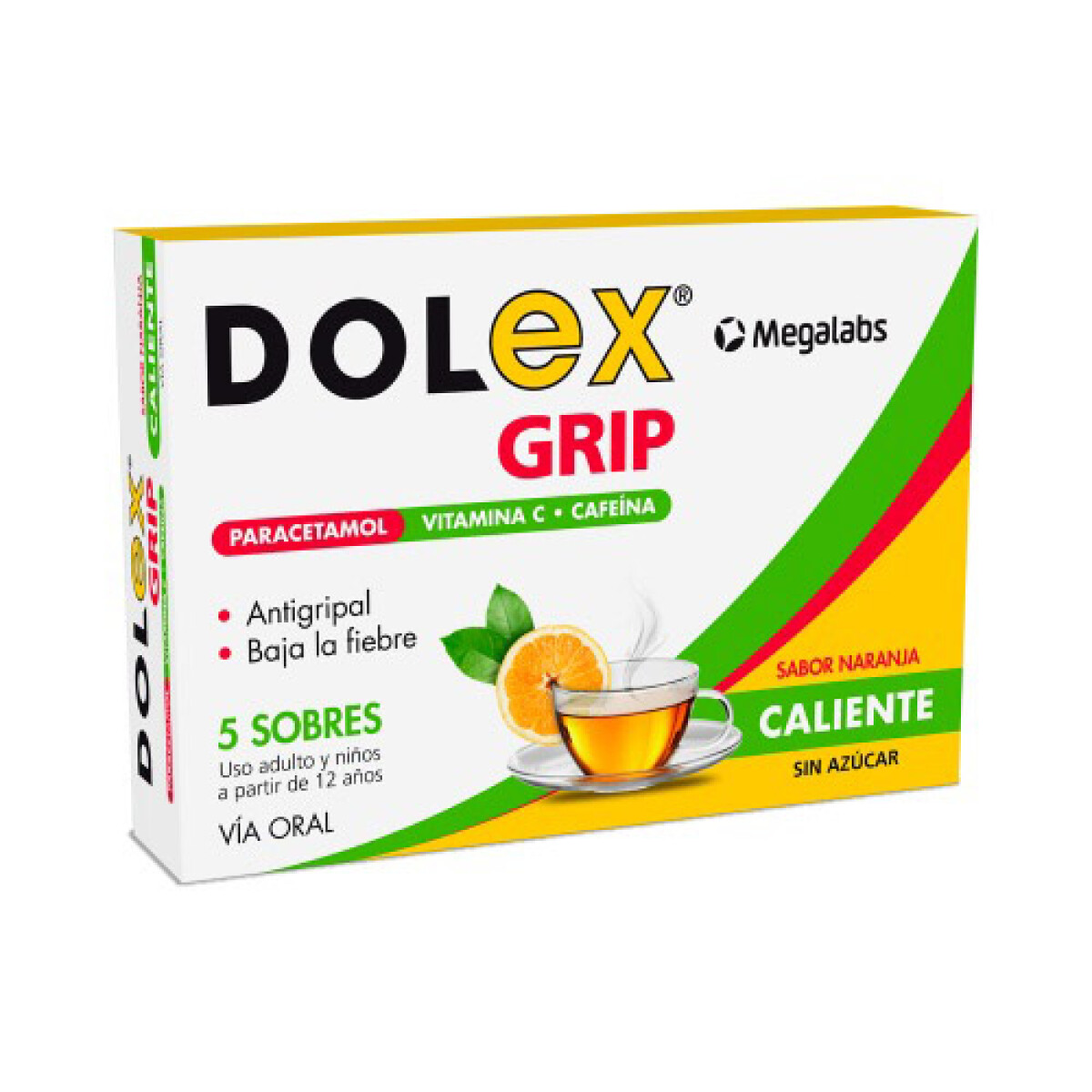 Dolex Grip 5 Sobres Sabor Naranja 