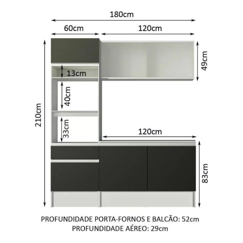 Mueble Para Cocina Alacena Aparador Bajo Mesada Negro