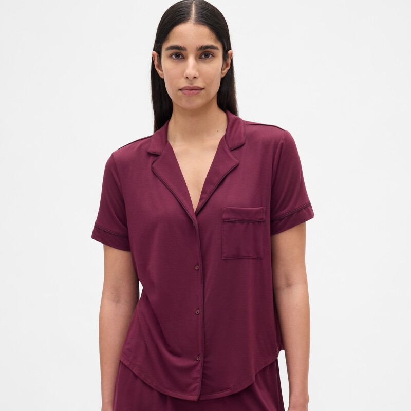 MODAL SS PIPING TOP TUSCAN RED