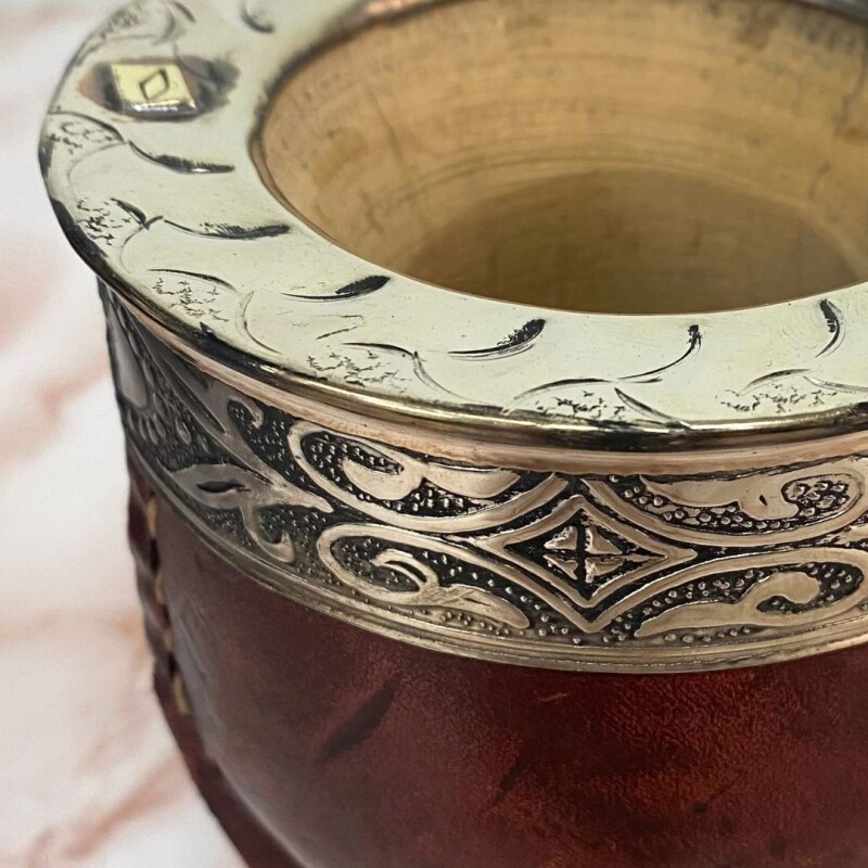 Mate imperial artesanal con boquilla de alpaca Marron