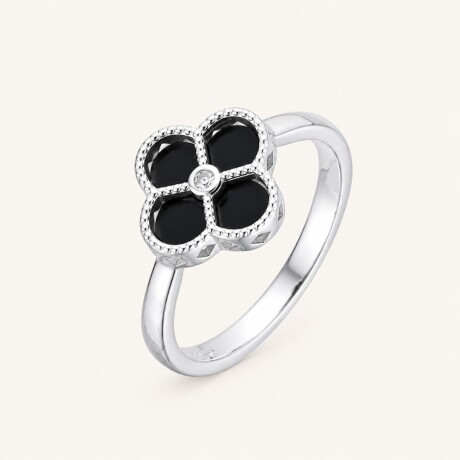Anillo Trebol Onix - Plata 925 Anillo Trebol Onix - Plata 925